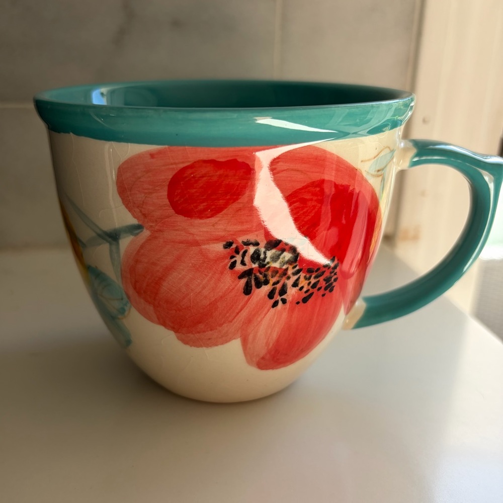 The Pioneer Woman Vintage Bloom 16-Ounce Coffee Mug Tea Cup White Blue Floral